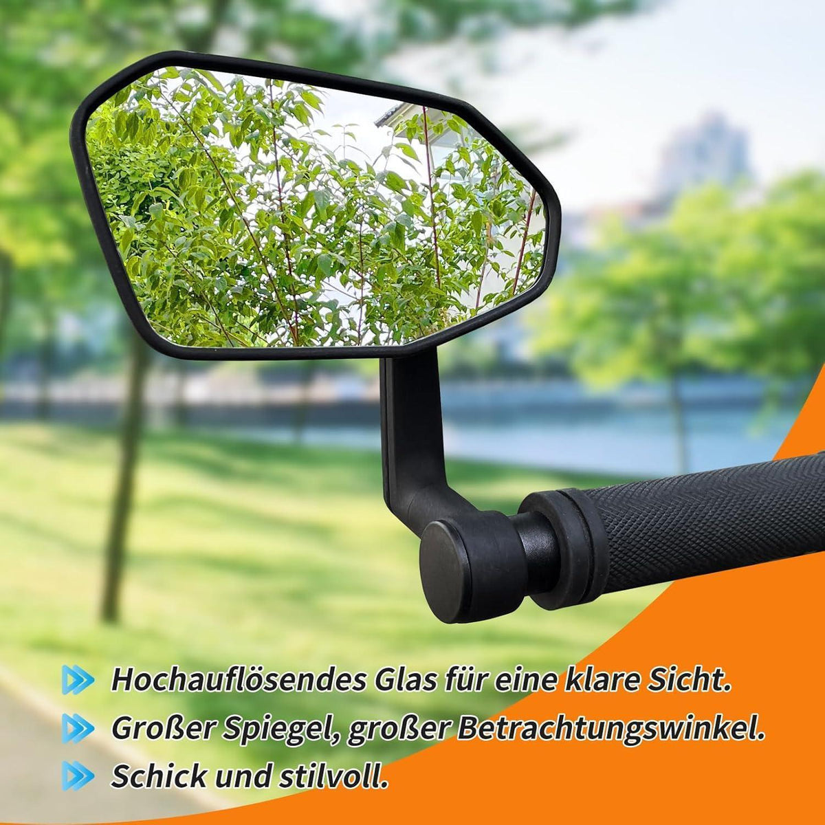 Fahrradspiegel 360° verstellbar – Klarer Echtglas-Rückspiegel