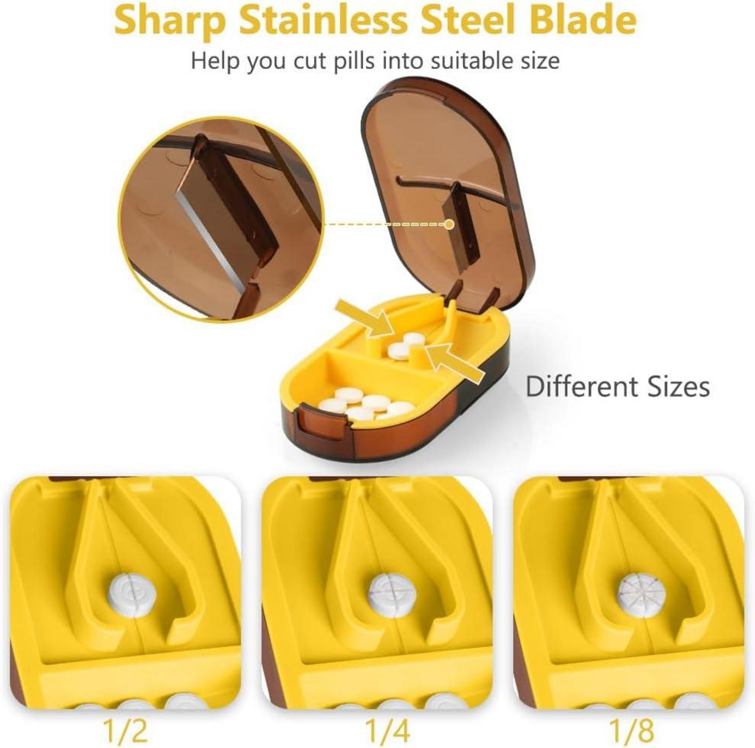 Tablettenteiler für kleine und große Tabletten, Pillenschneider Tablettenzerteiler in 1/2 und 1/4 schneiden