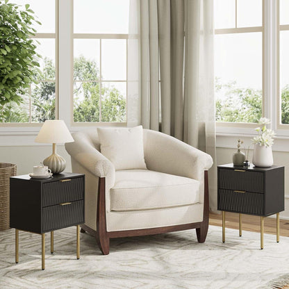 Nachttisch 2 Schubladen Schwarz Gold Modern Nachtschrank Boho