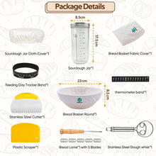 Gärkorb Set 23cm Rund & 650ml Sauerteig Starter Set mit