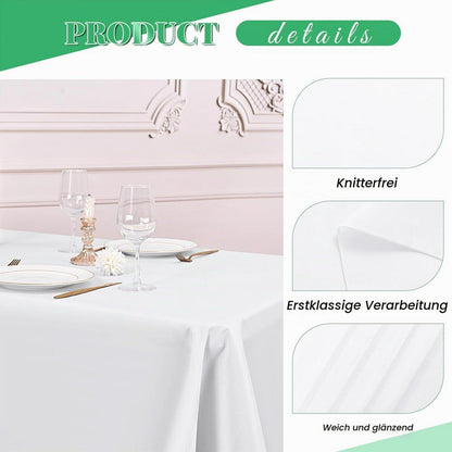 10x Weiße Tischdecken Rechteckig 153x260cm – Waschbar & Wiederverwendbar
