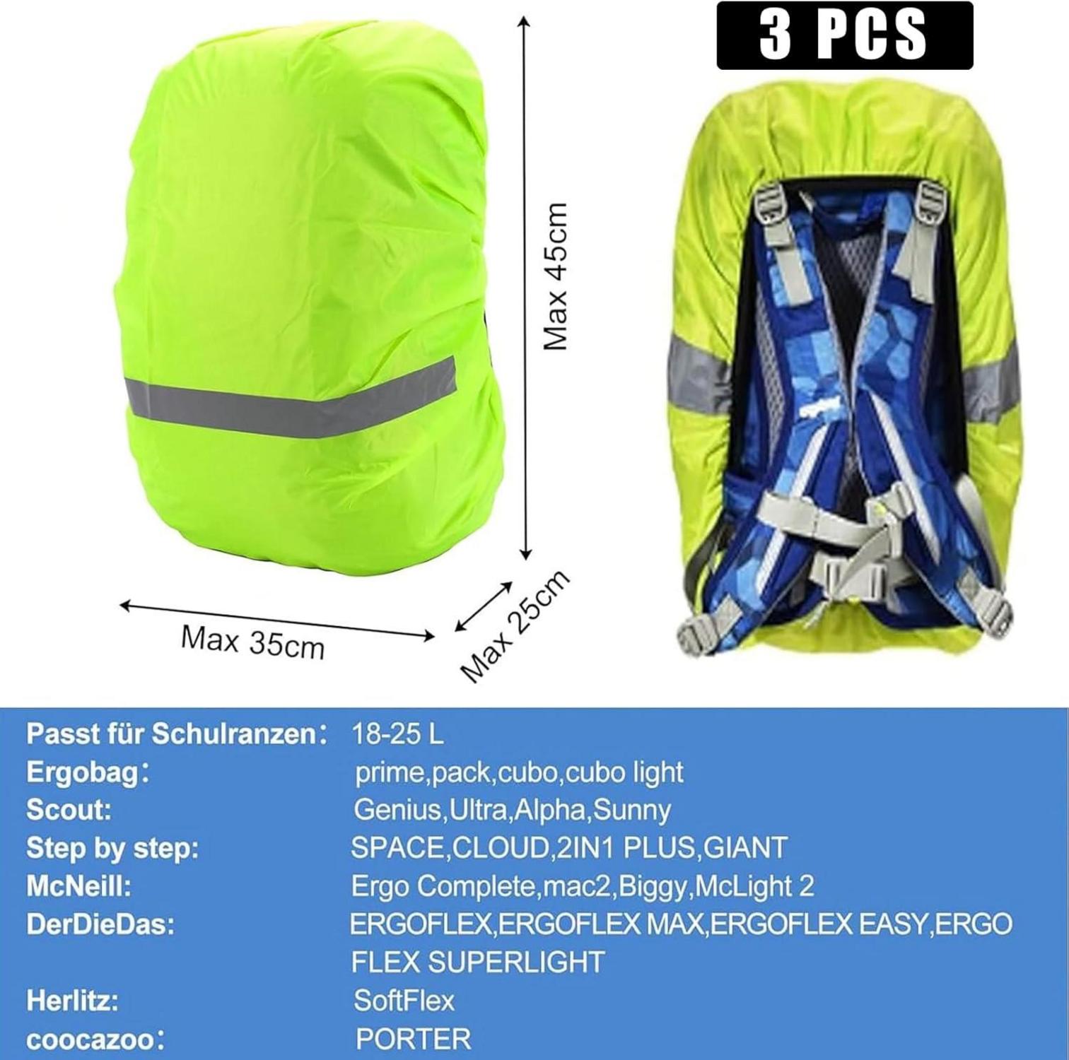 Rucksack Regenschutz 18-25l wasserdichte Hülle Reflektoren