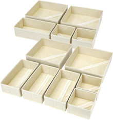 Schrank Organizer Set 12-teilig Stoff Aufbewahrungsboxen Beige