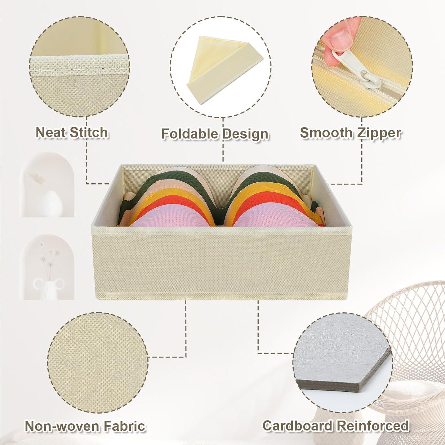 Schrank Organizer Set 12-teilig Stoff Aufbewahrungsboxen Beige