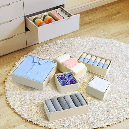12x Stoff Schrank Organizer Aufbewahrungsbox Kleiderschrank Beige Homsorout