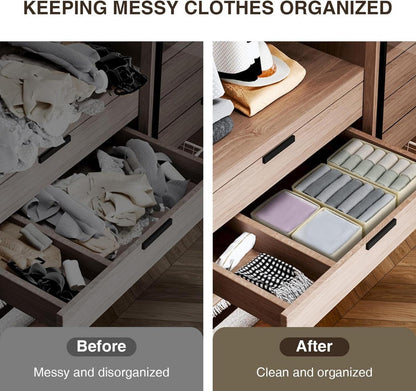 12x Stoff Schrank Organizer Aufbewahrungsbox Kleiderschrank Beige Homsorout