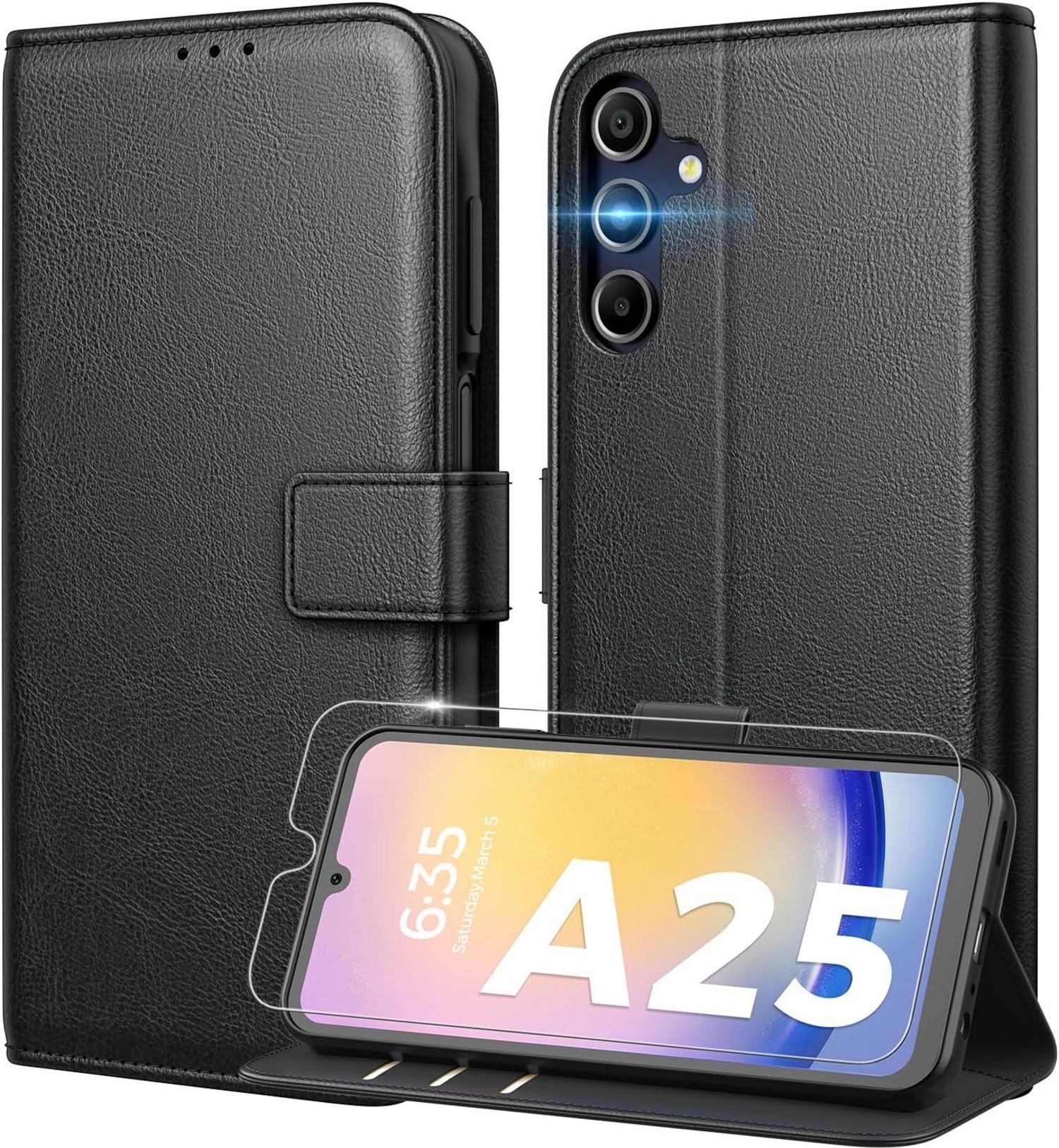Handyhülle Samsung Galaxy A25 5G Schwarz PU Leder RFID Magnetisch