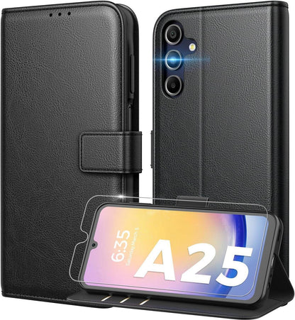 Handyhülle Samsung Galaxy A25 5G Schwarz PU Leder RFID Magnetisch