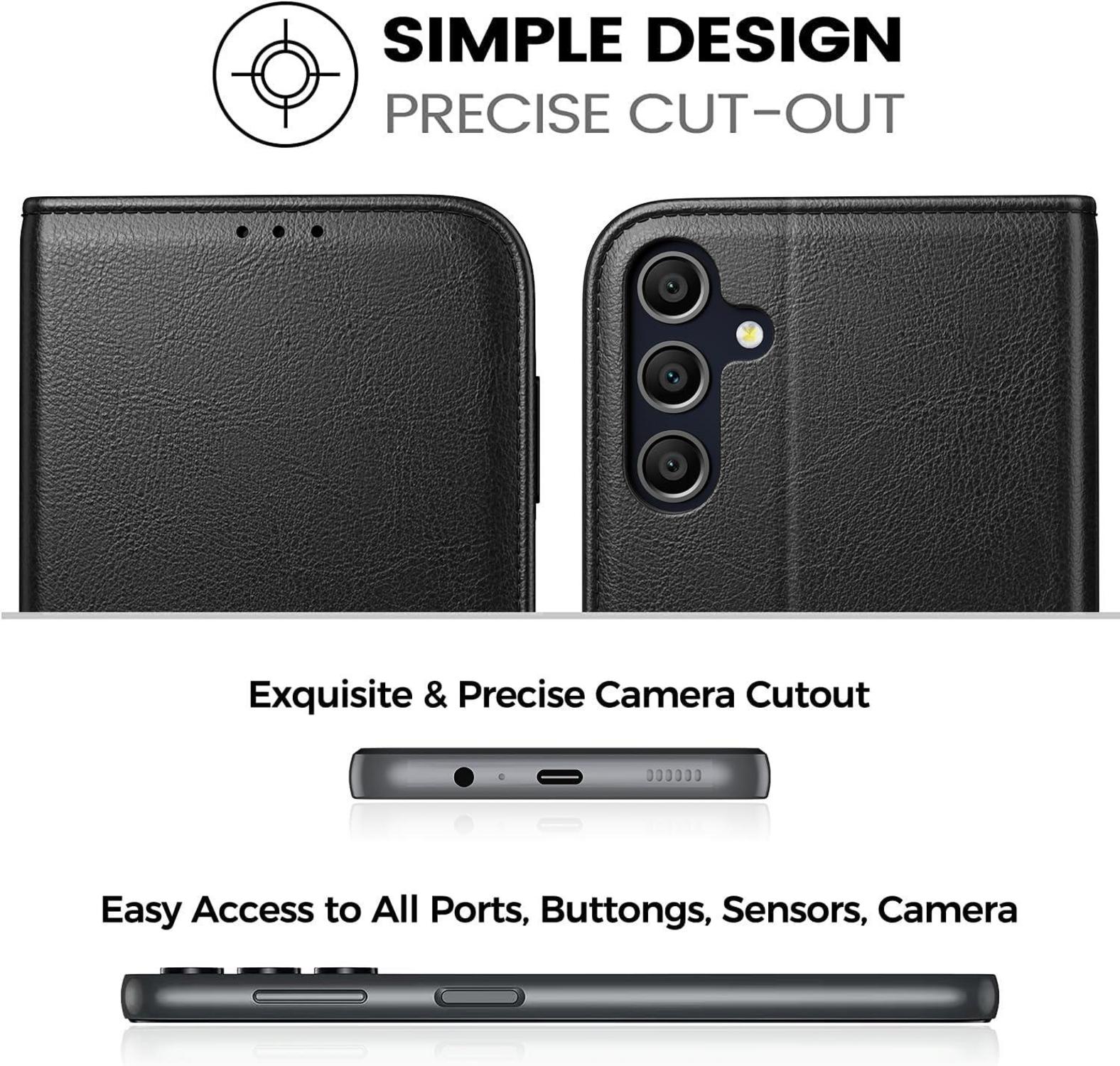 Handyhülle Samsung Galaxy A25 5G Schwarz PU Leder RFID Ständer