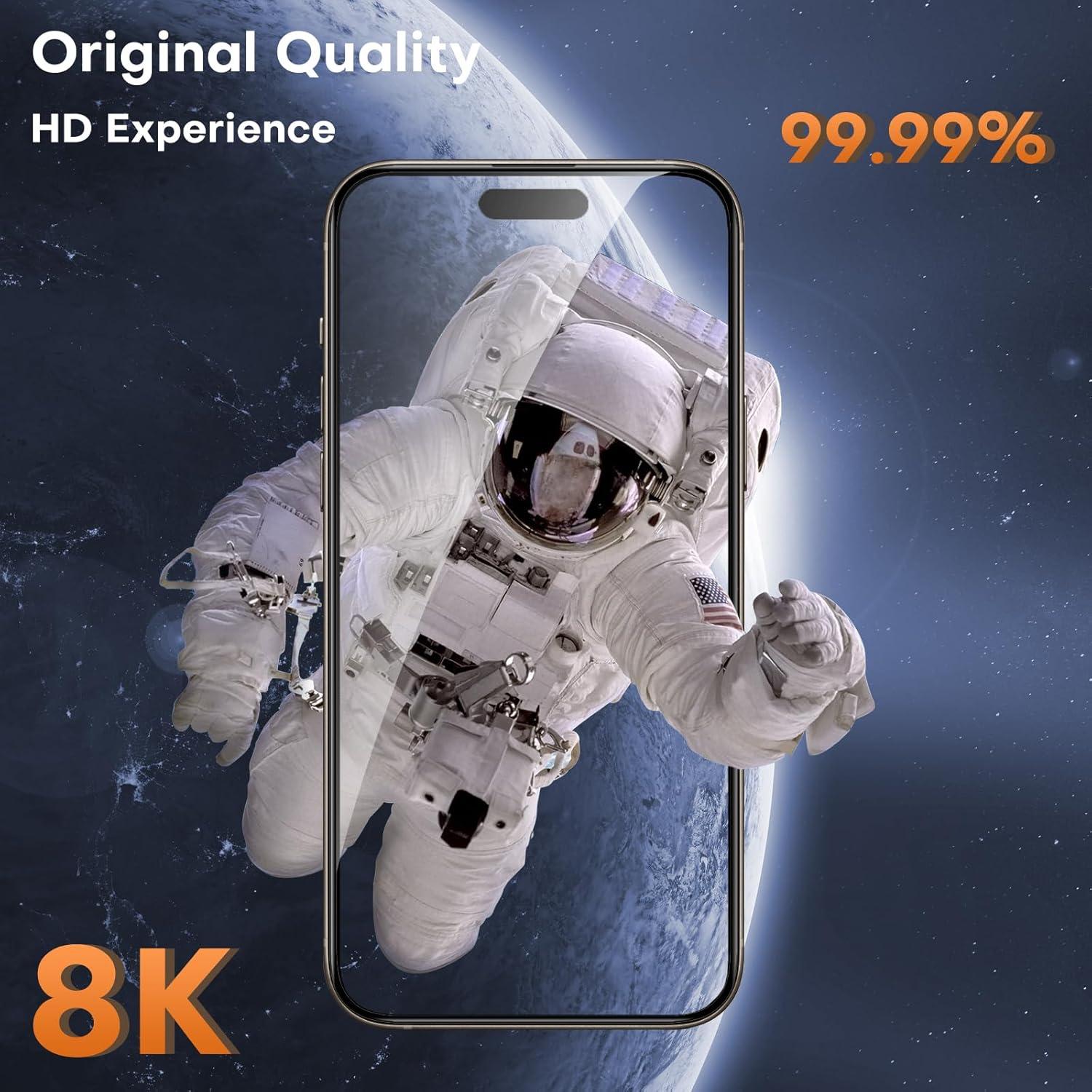 Schutzfolie iPhone 15 Pro Panzerglas 2 Stück 9H Härte Bläschenfrei