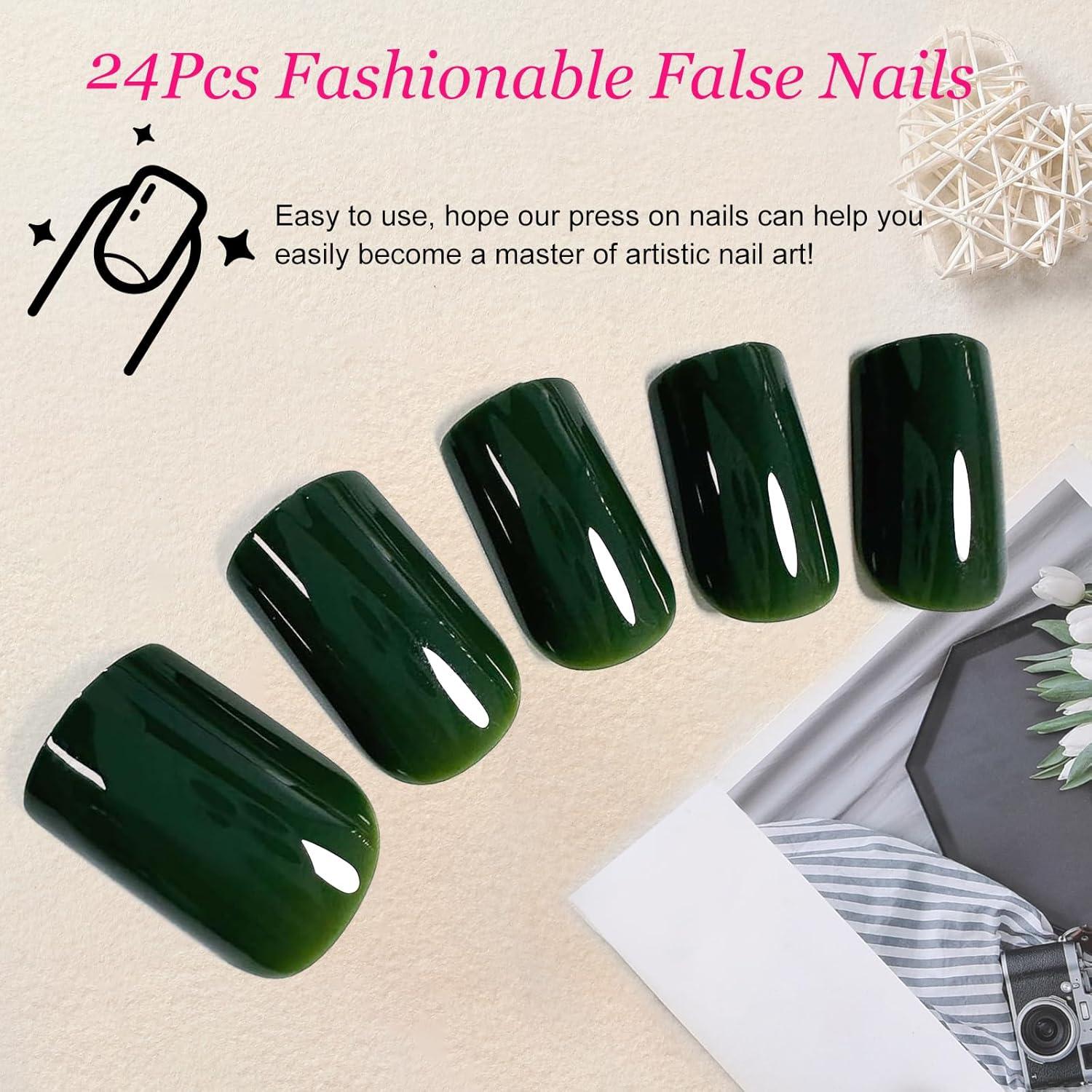 24Pcs Einfarbige Acrylic Press on Nägel für Frauen & Mädchen