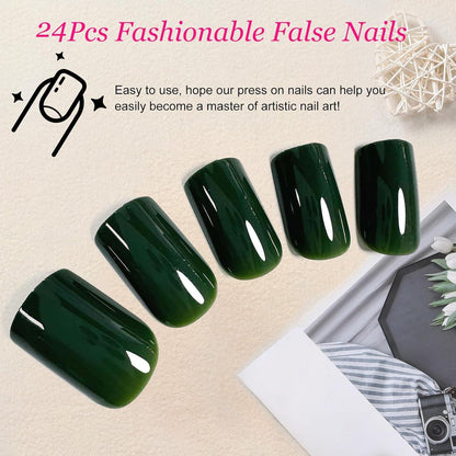 24Pcs Einfarbige Acrylic Press on Nägel für Frauen & Mädchen