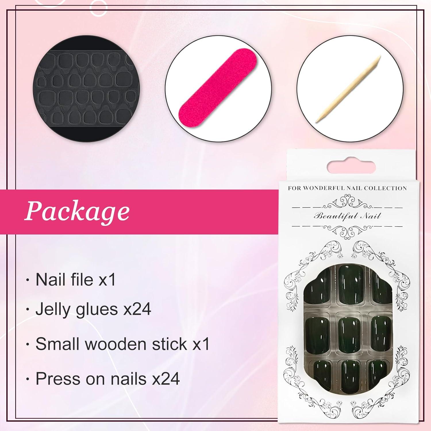 24 Stück Ceboic Press on Nägel Einfarbig Acrylic Natürlich DIY Nail Art