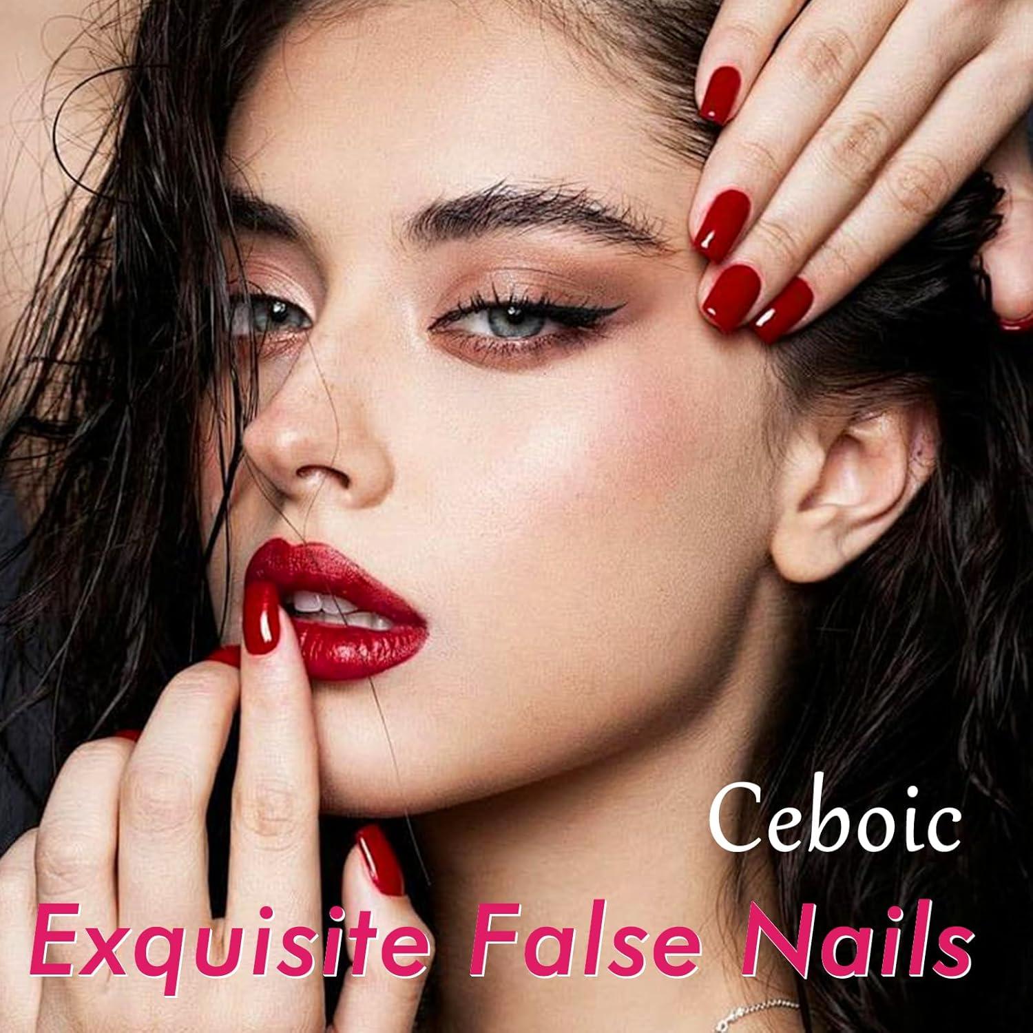 24 Stück Ceboic Press on Nägel Einfarbig Acrylic Natürlich DIY Nail Art