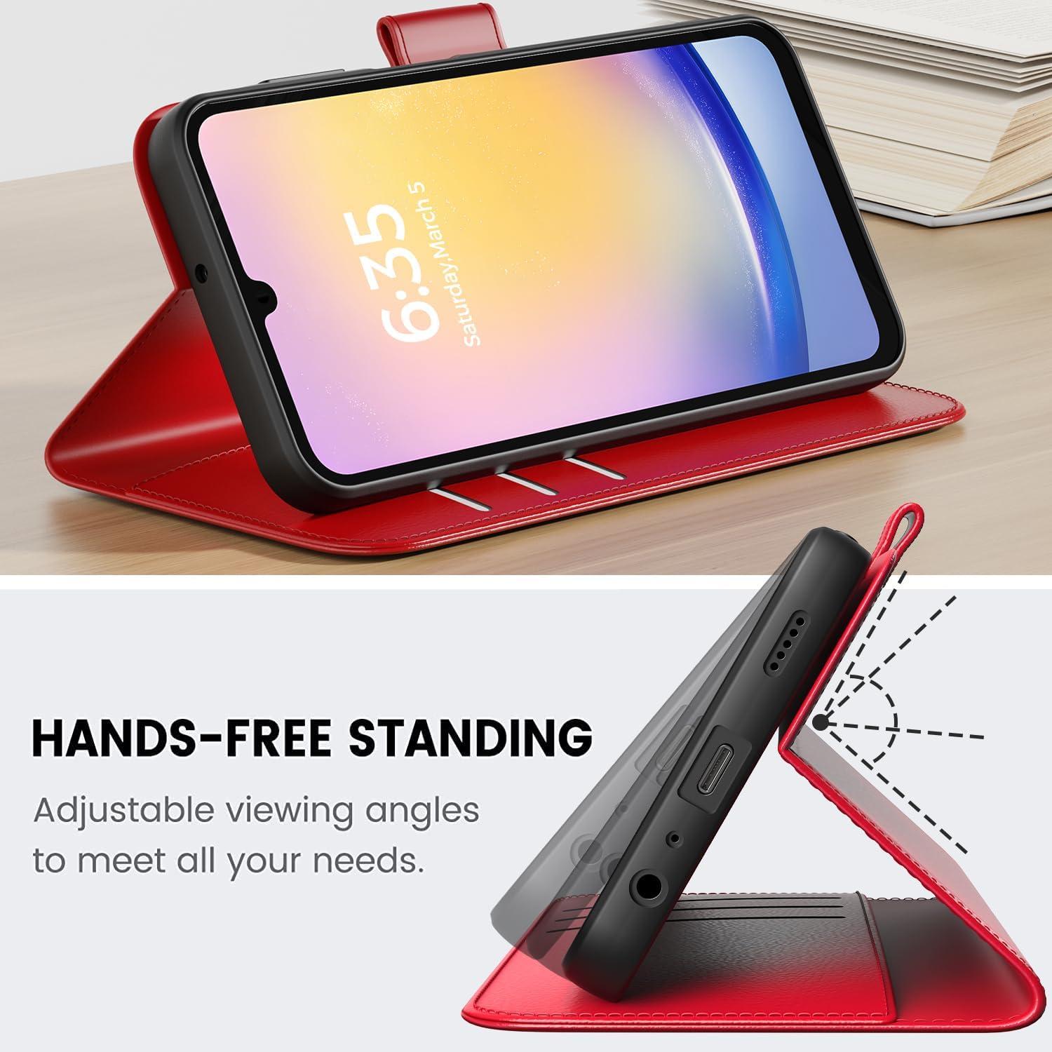 Peakally Handyhülle Samsung Galaxy A25 5G RFID PU Leder Rot