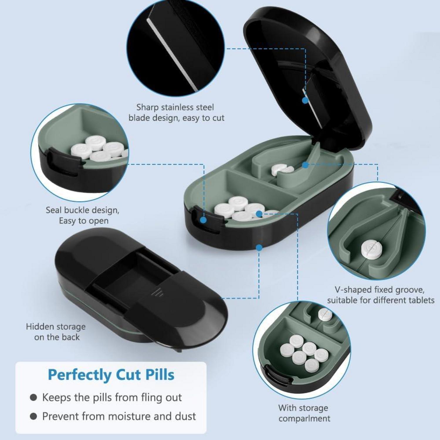 Tablettenteiler Pillenschneider für Kleine Große Tabletten Schwarz