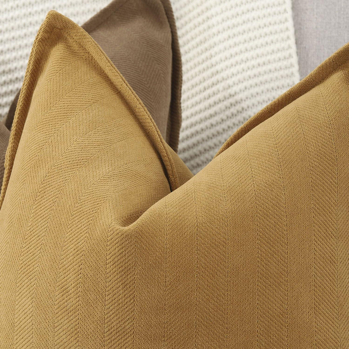 2x Chenille Kissenbezug 40x80 cm Senfgelb - Weich & Dekorativ