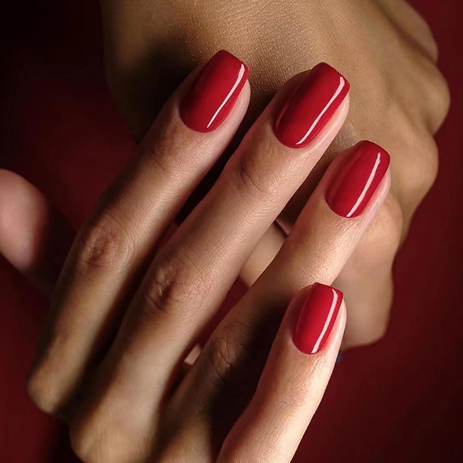 24 Stück Eckige Nägel Press on Nails Full Cover in Leuchtendem Rot