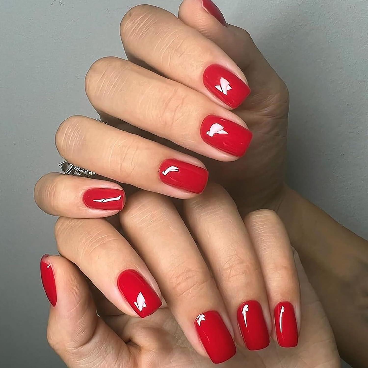 24 Stück Eckige Nägel Press on Nails Full Cover in Leuchtendem Rot
