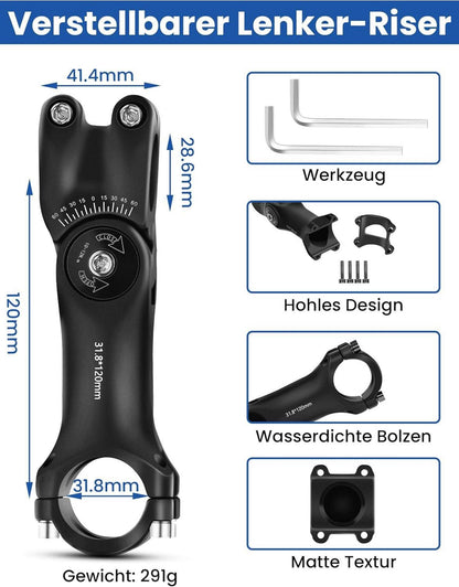 Lenkererhöhung Fahrrad Aluminium MTB Vorbau verstellbar 31.8mm