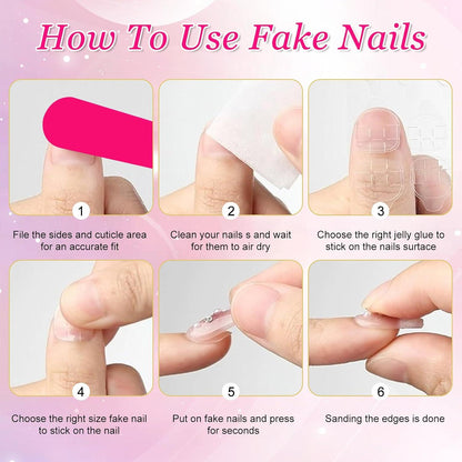 Ceboic 24Pcs Eckig Nägel Blau Kurz Press on Nails Acryl Full Cover Kunstnägel