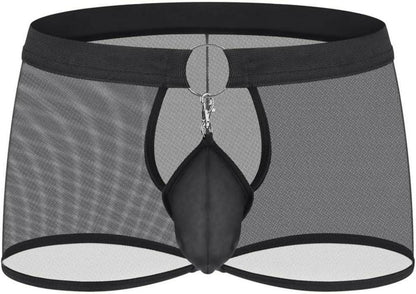 Herren Sexy Transparente Mesh Boxershorts Wetlook XL Schwarz