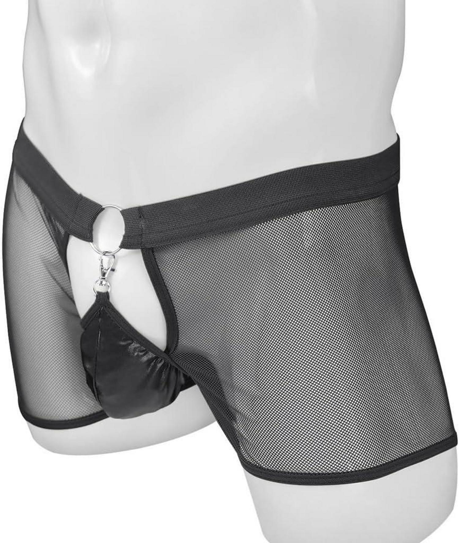 Sexy Mesh Boxershorts Herren Dessous Reizwäsche XL Schwarz