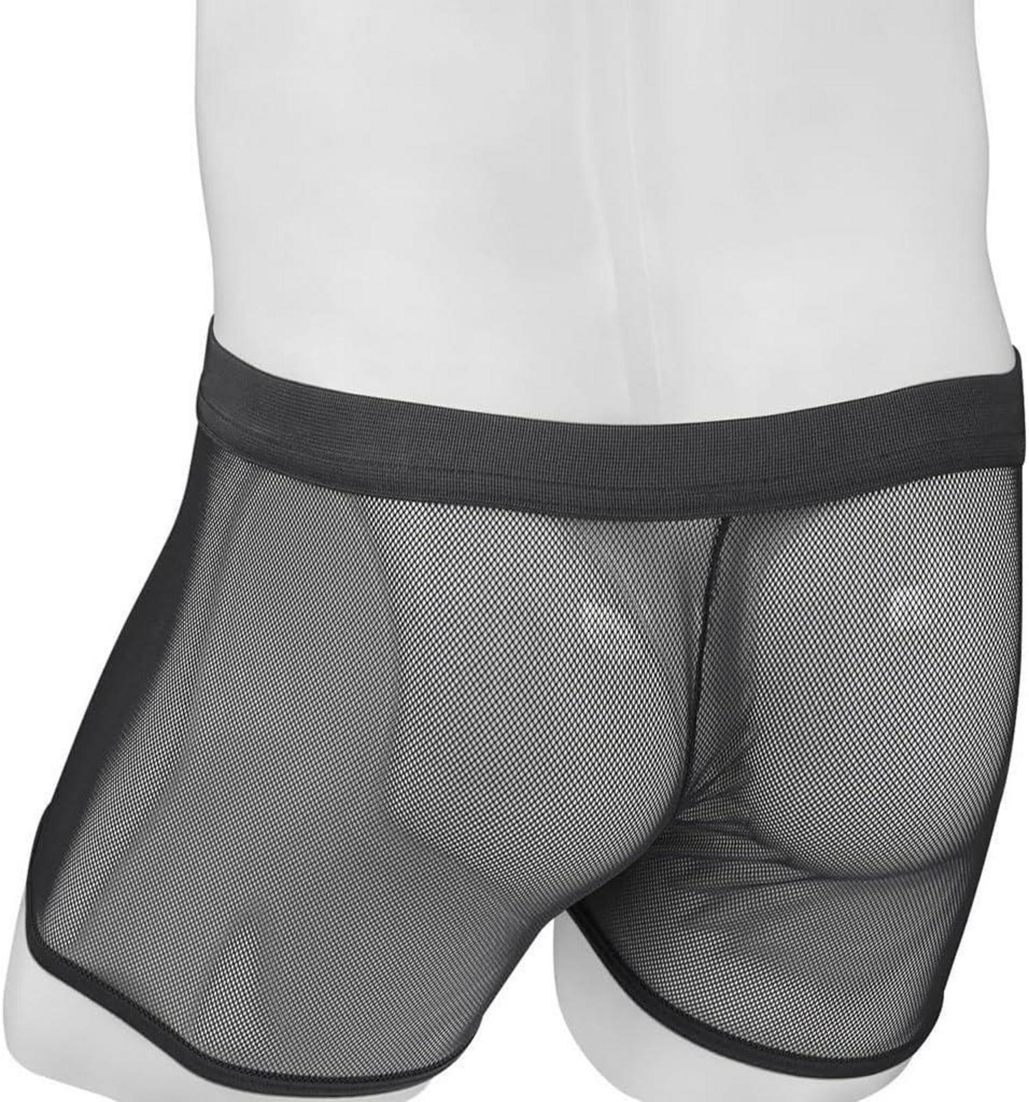 Herren Sexy Transparente Mesh Boxershorts Wetlook XL Schwarz