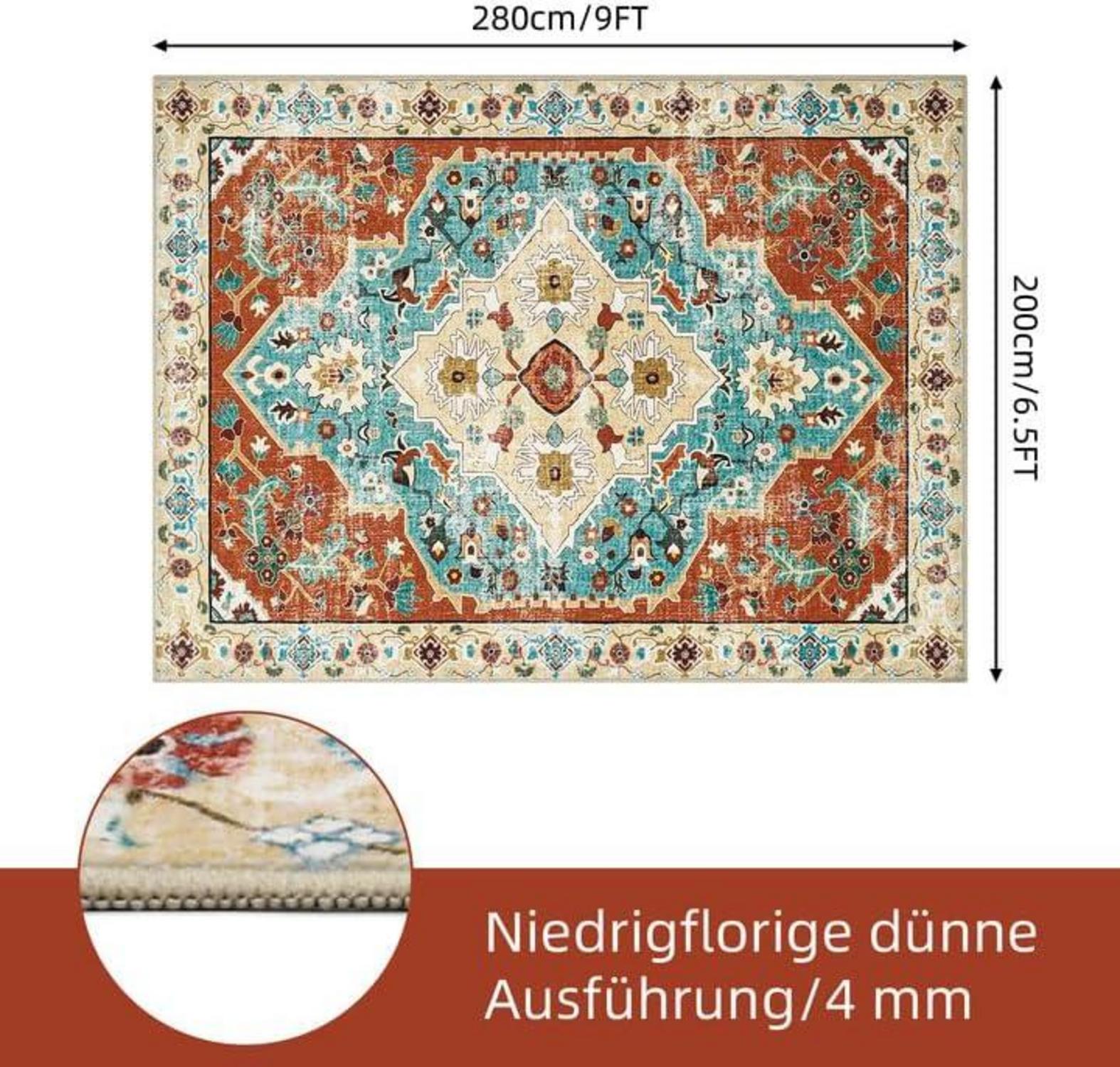 Vintage Orientalischer Teppich 200x280cm rutschfest Waschbar
