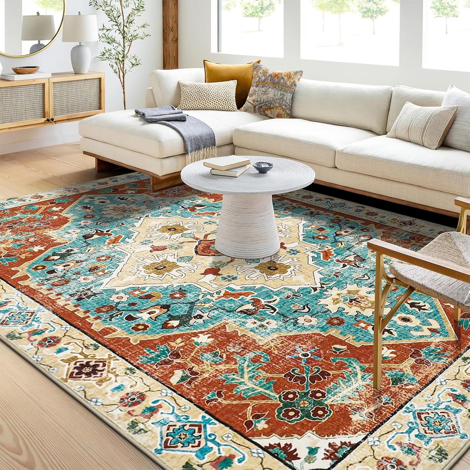 Vintage Teppich Orientalisch Kurzflor waschbar rutschfest 200x280cm