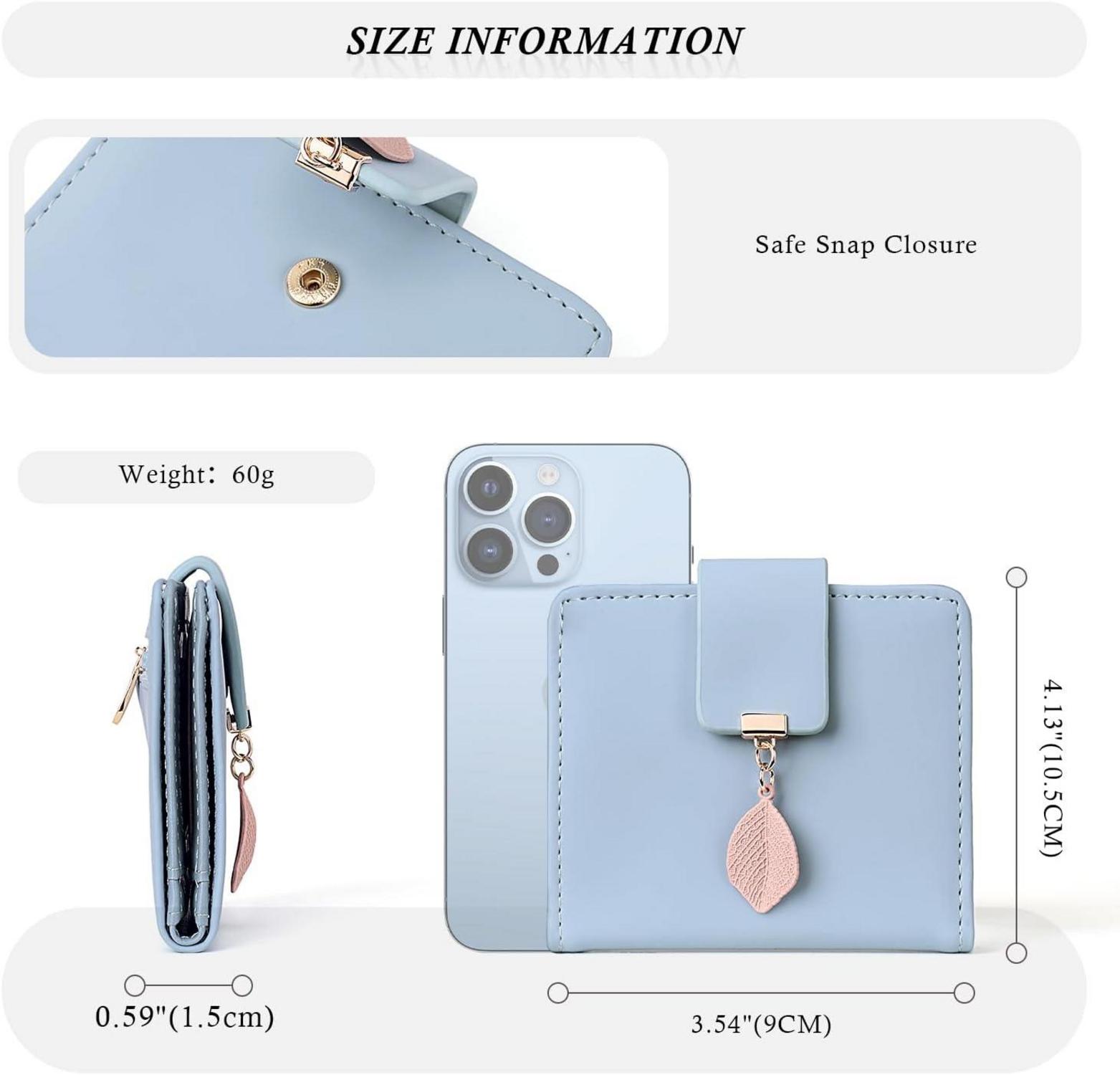 Damen Geldbörse Ultradünn PU Leder Blau Bifold Design Roulens