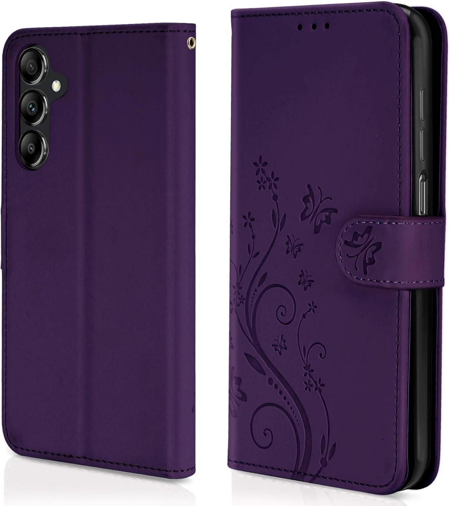 Lederhülle Samsung Galaxy A15 5G/4G Flip Wallet Dunkel Violett