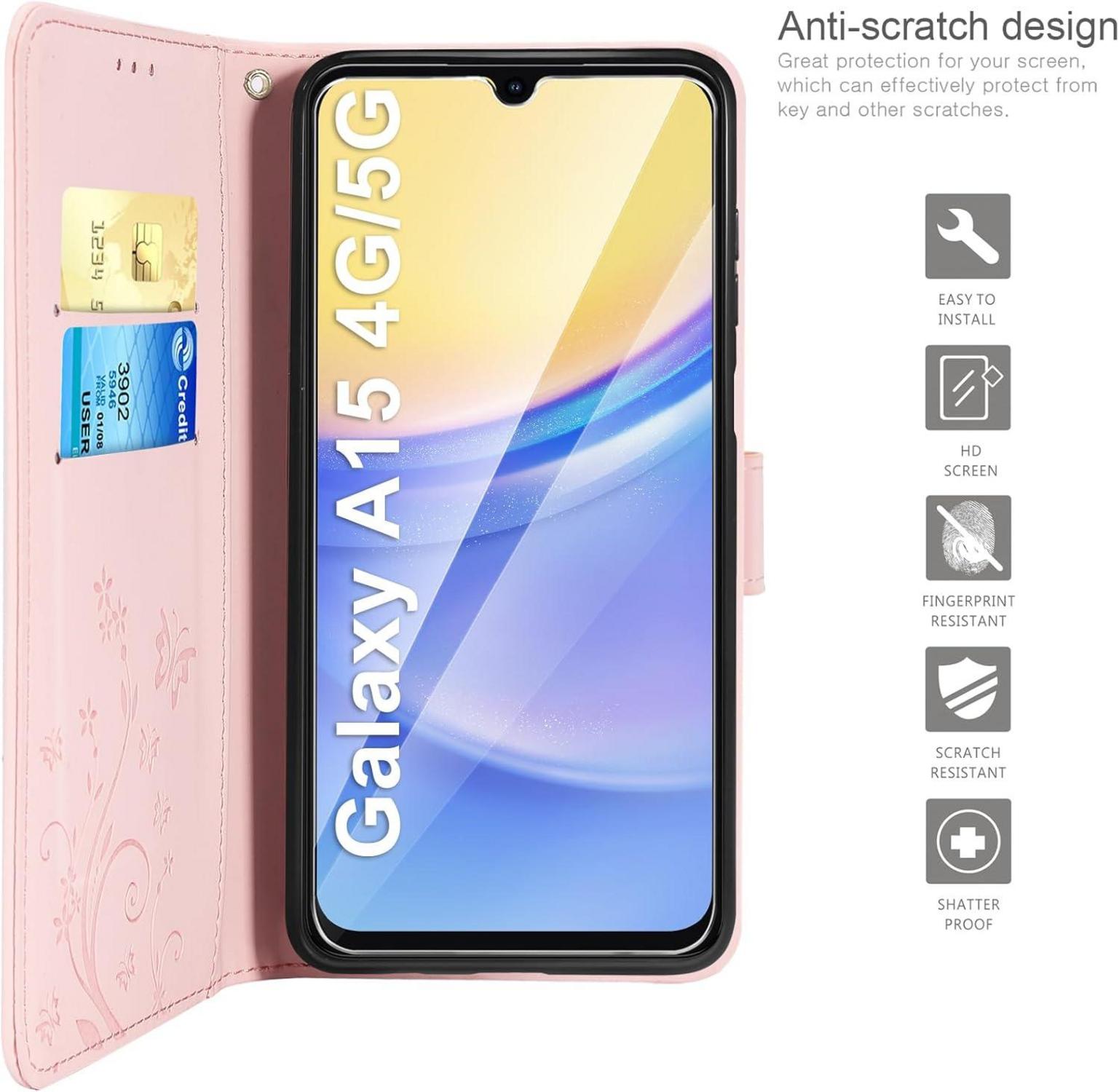Lederhülle Samsung Galaxy A15 5G/4G Wallet Schutzhülle 360 Grad