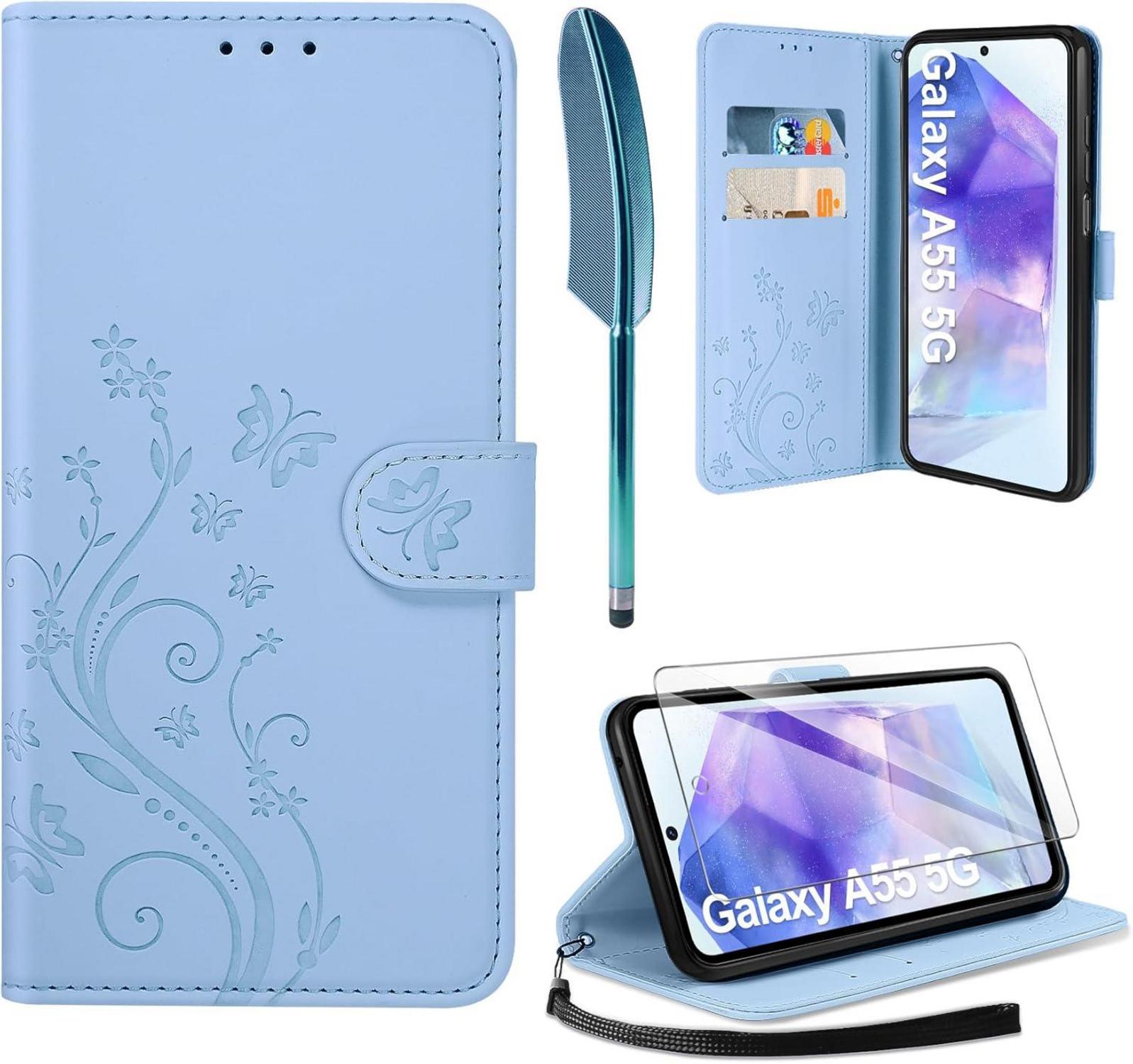 Flipcase Cover Kompatibel mit Samsung Galaxy A55 5G Himmel Blau