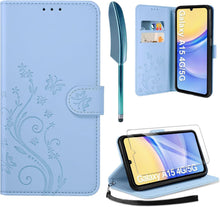 Lederhülle für Samsung Galaxy A15 5G/4G, Wallet Handyhülle Blau