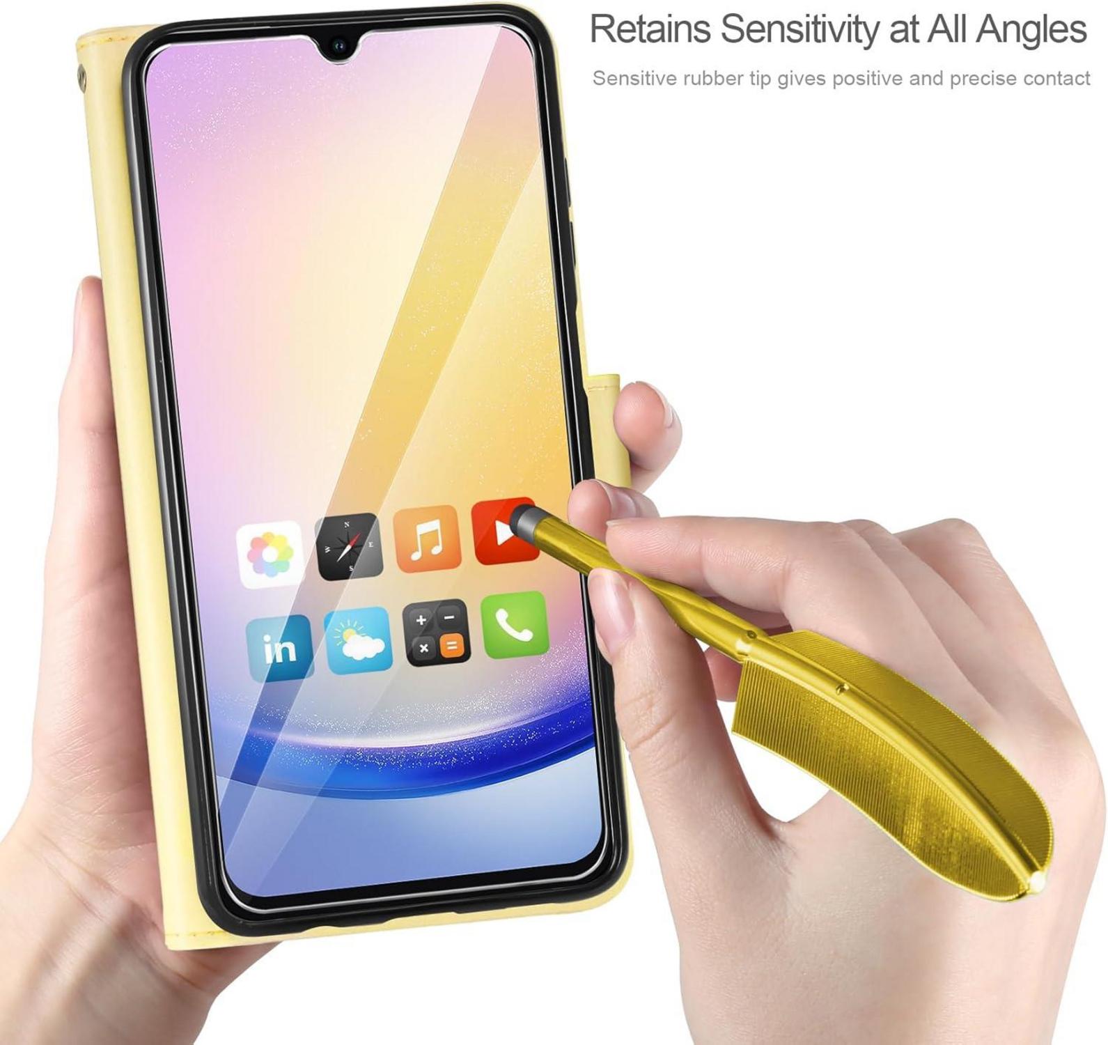 Samsung Galaxy A15 5G/4G Lederhülle Gelb Wallet Cover Schutzhülle