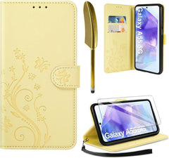 Lederhülle für Samsung Galaxy A55 5G Wallet Schutzhülle Gelb