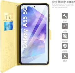 Lederhülle für Samsung Galaxy A55 5G Wallet Schutzhülle Gelb