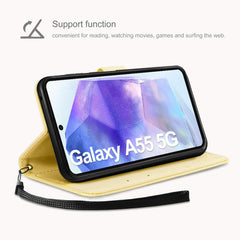AROYI Samsung Galaxy A55 5G Lederhülle Gelb mit Schutzhülle und Kartensteckplätzen
