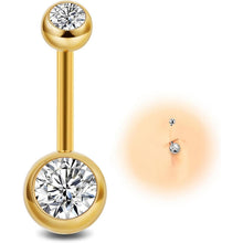 G23 Titan Bauchnabelpiercing 14G 10/12mm Stab Gold Silber Bunt
