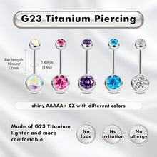 G23 Titan Bauchnabelpiercing 14G 10/12mm Stab Gold Silber Bunt