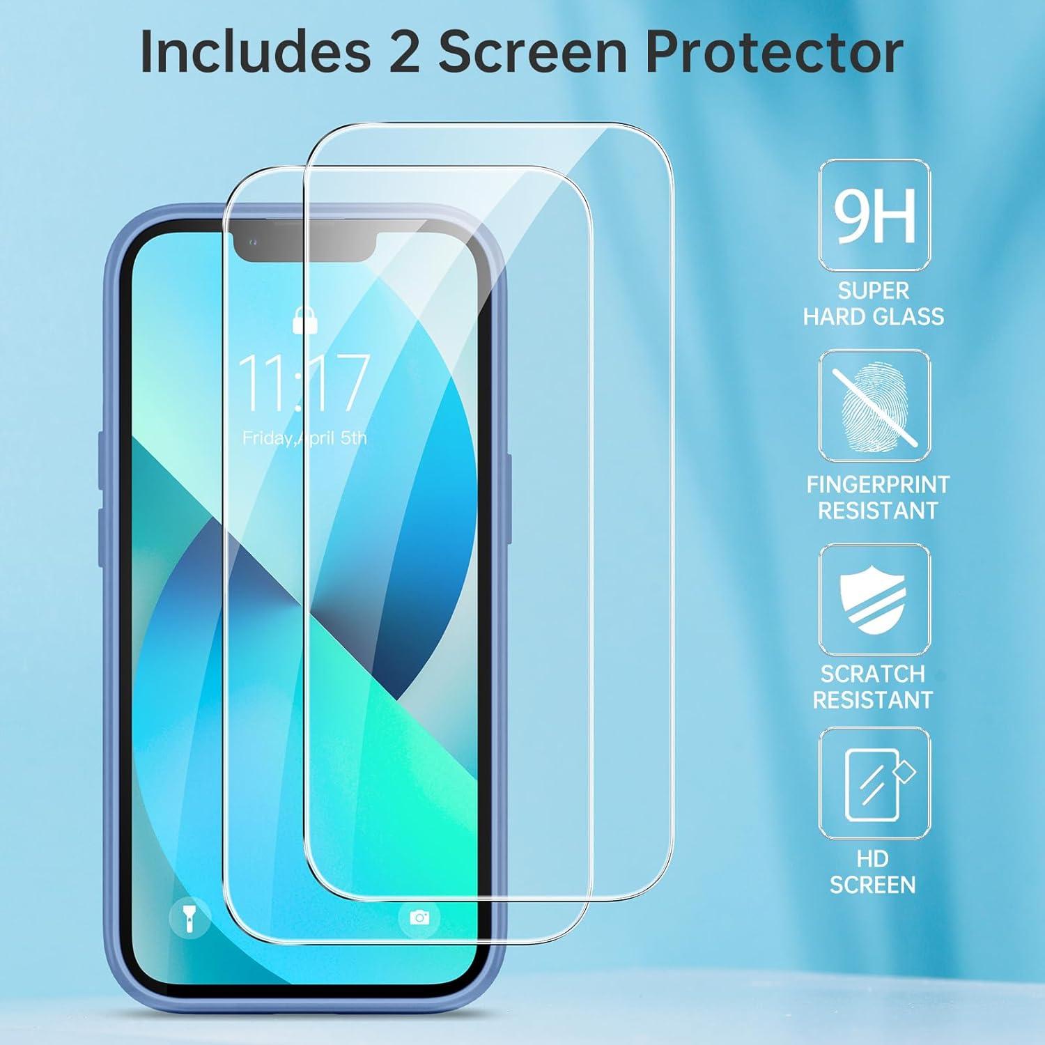 Kmofizle iPhone 14/13 Hülle Stoßfeste Schutzhülle Himmelblau