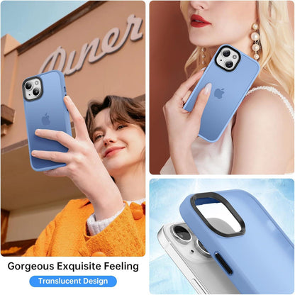 iPhone 14 / 13 Hülle Schutzfolie Transluzent Matte Stoßfest Himmelblau