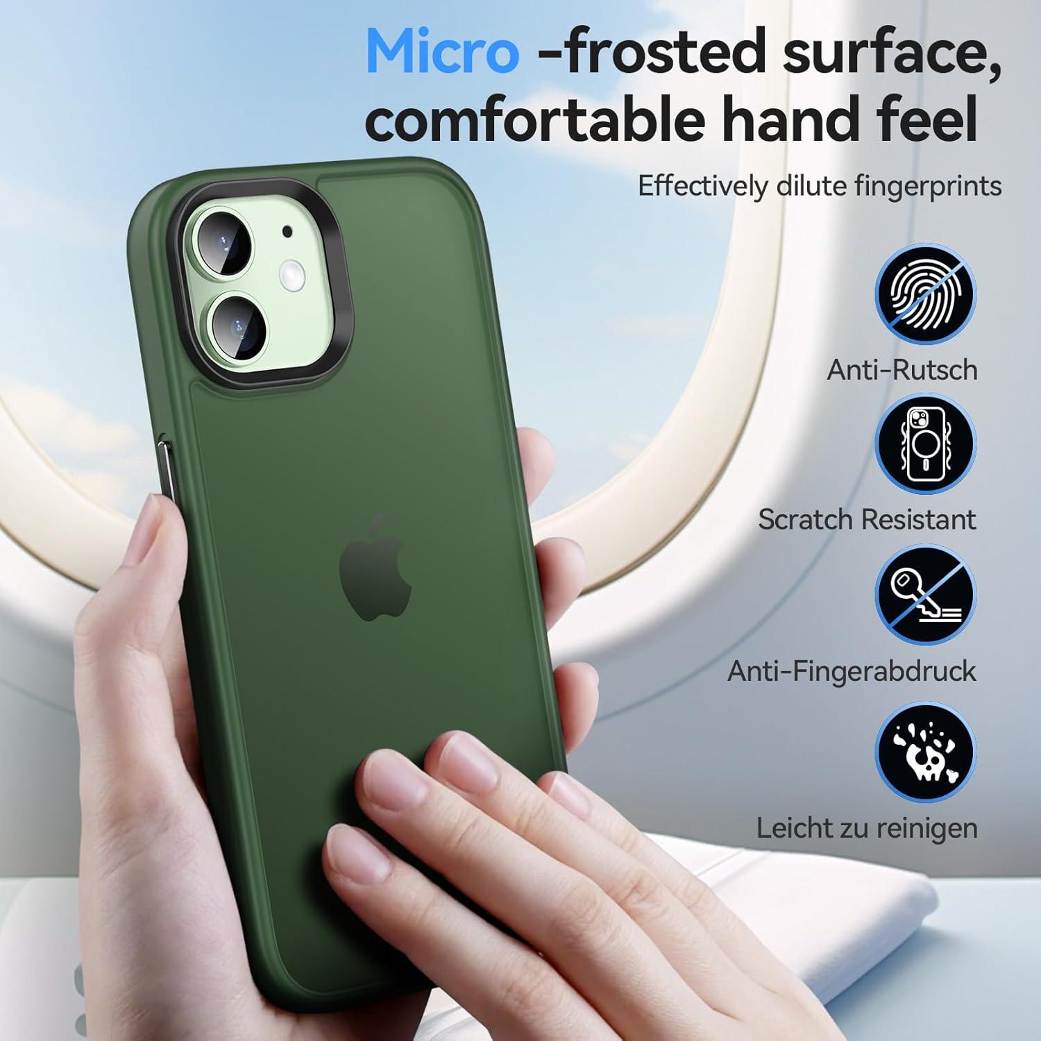 Handyhülle für iPhone 12 Pro transzulente matte Schutzhülle Grün