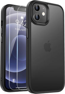 Handyhülle iPhone 12 Pro Stoßfest Matt Schwarz