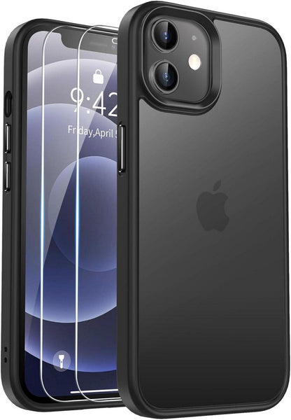 Handyhülle iPhone 12 Pro Stoßfest Matt Schwarz