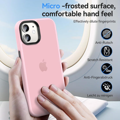 Handyhülle iPhone 12 Pro Stoßfest Matt Rosa Schutzfolie