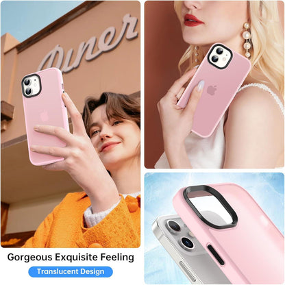 Handyhülle iPhone 12 Pro Stoßfest Schutzfolie Transluzent-Rosa
