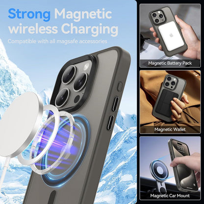 iPhone 15 Pro Hülle mit MagSafe, Stoßfeste Mattierte Schutzhülle Grau