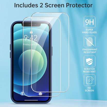 Kmofizle iPhone 12 Pro Schutzhülle mit Schutzfolie, Matt Stoßfest Rutschfest Blau